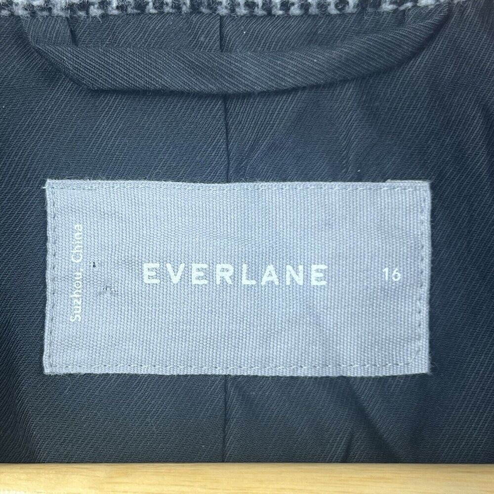 Everlane Oversized Glen Plaid Wool Blazer Size 16 Black Gray Houndstooth - Picture 8 of 14